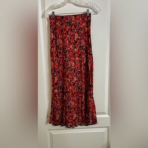 New Look Red & Pink Floral Maxi Skirt